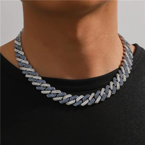 Cuban Link Chain Mens Iced Out Miami Cuban Necklace Bling Diamond Hip Hop - Picture 4 of 6